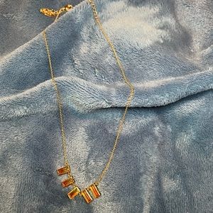 Elizabeth Stone orange ombre rectangle station necklace